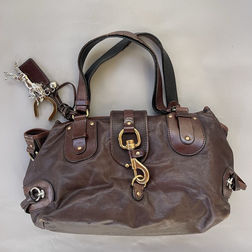 Chloe Chloé kerala Brown Leather Shoulder Bag With Horse Horseshoe Charm